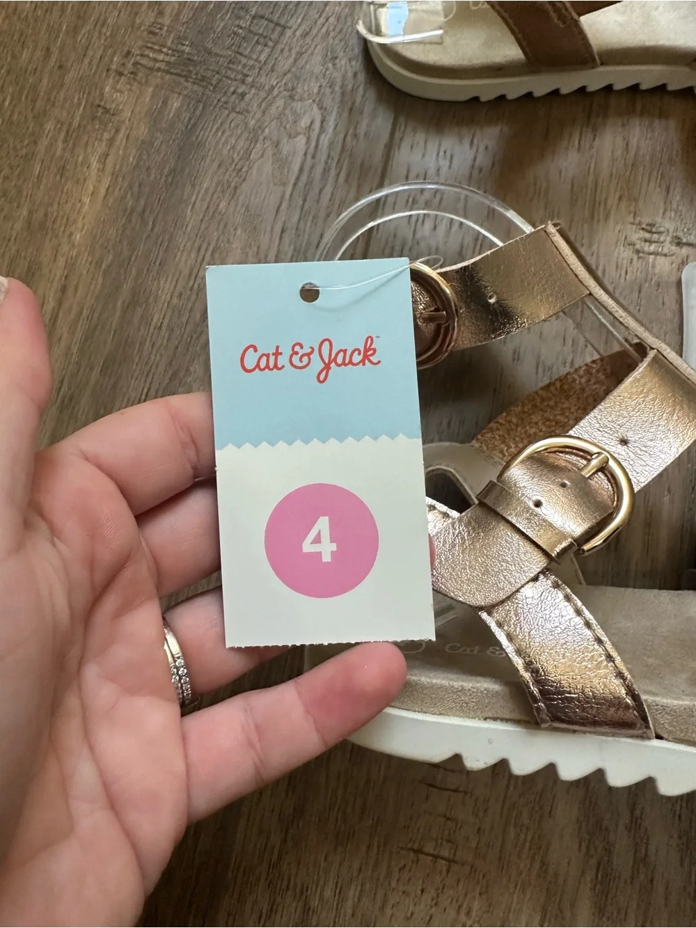 NEW! Cat & Jack Girl's Gold Gladiator Sandals, Shimmer, Girly, Neutral, Size 4